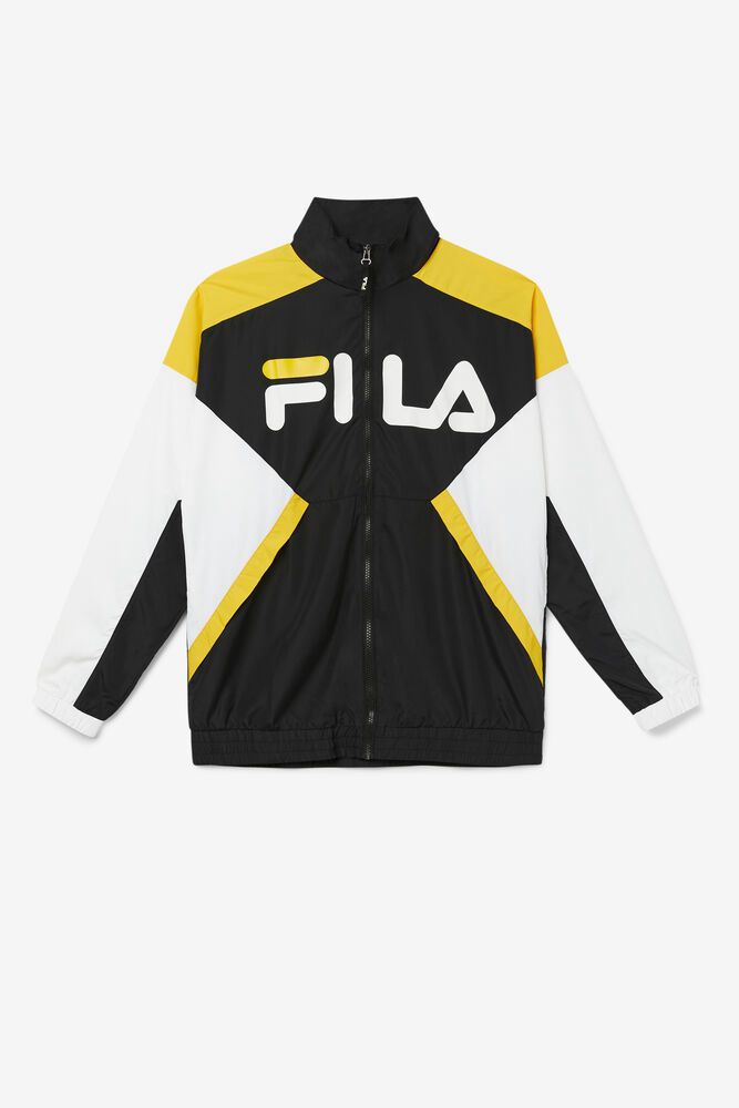 Fila Jacket Oliviero Wind Mens Black/White - India FLX-704693